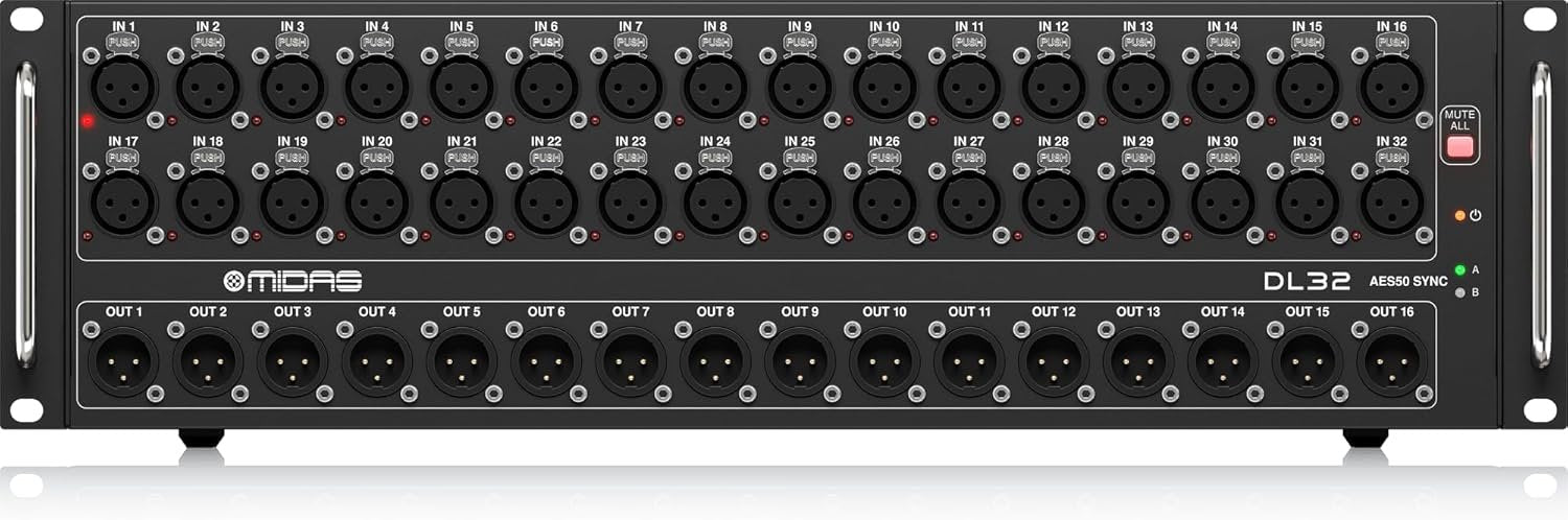 Midas DL32 32 Input, 16 Output Stage Box with 32 Midas Microphone Preamplifiers, ULTRANET and ADAT Interfaces