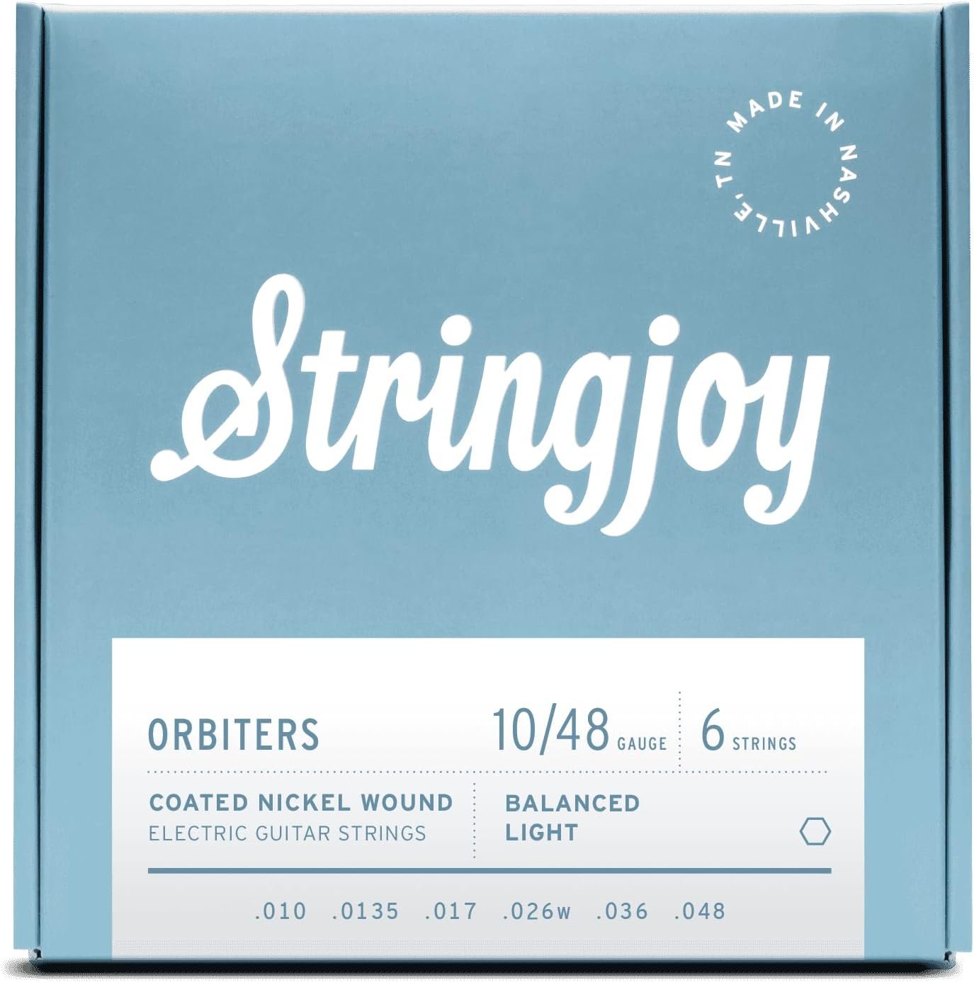 Stringjoy OR1048 Orbiters Coated Nickel Guitar Strings, (Light Gauge - 10-48)