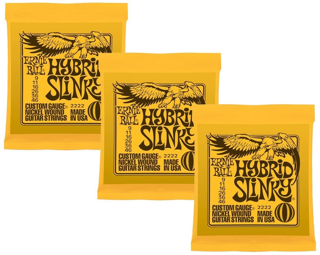 Ernie Ball 2222 Hybrid Slinky Nickel Electric Guitar Strings (3-pack)