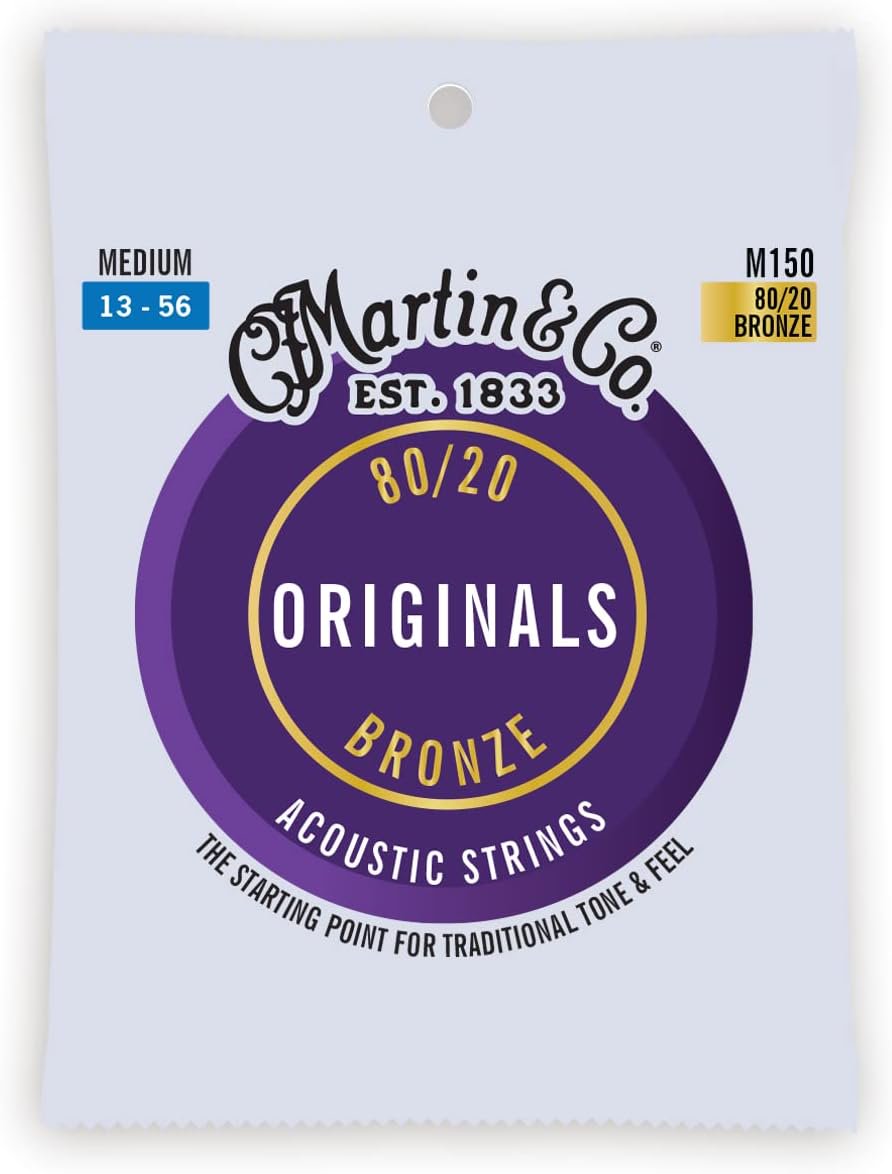 Martin Originals M150 Acoustic Guitar Strings, 80/20 Bronze Medium, (41Y20M150)