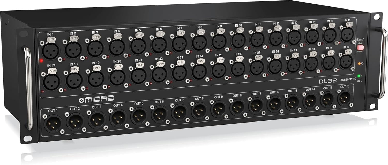 Midas DL32 32 Input, 16 Output Stage Box with 32 Midas Microphone Preamplifiers, ULTRANET and ADAT Interfaces