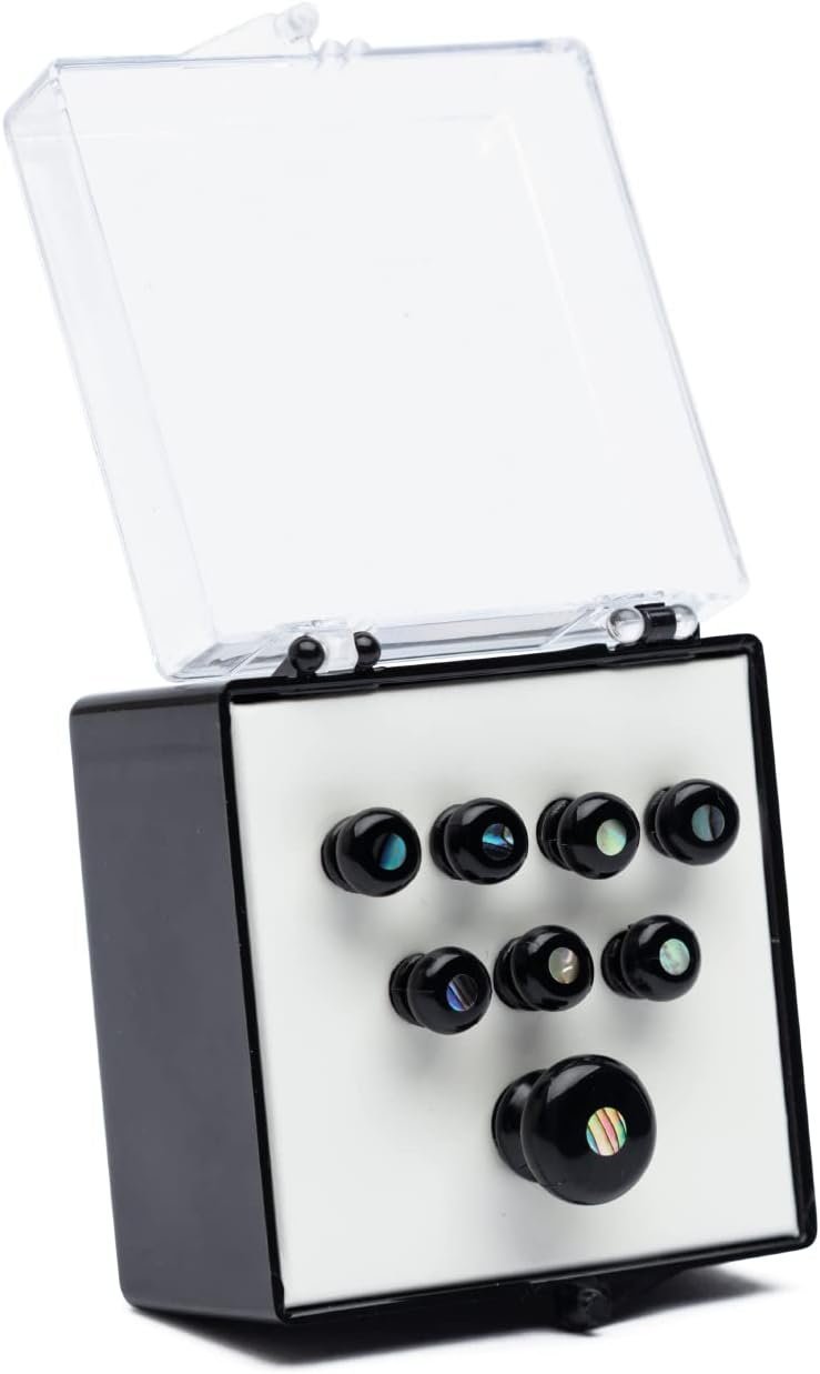 Martin Guitar Pearl-Inlaid Bridge and Endpins, Acoustic Guitar Bridge Pins and Endpin Set, Black