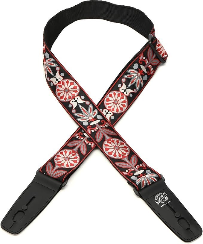 LOCK-IT Art Deco floral jacquard black/red