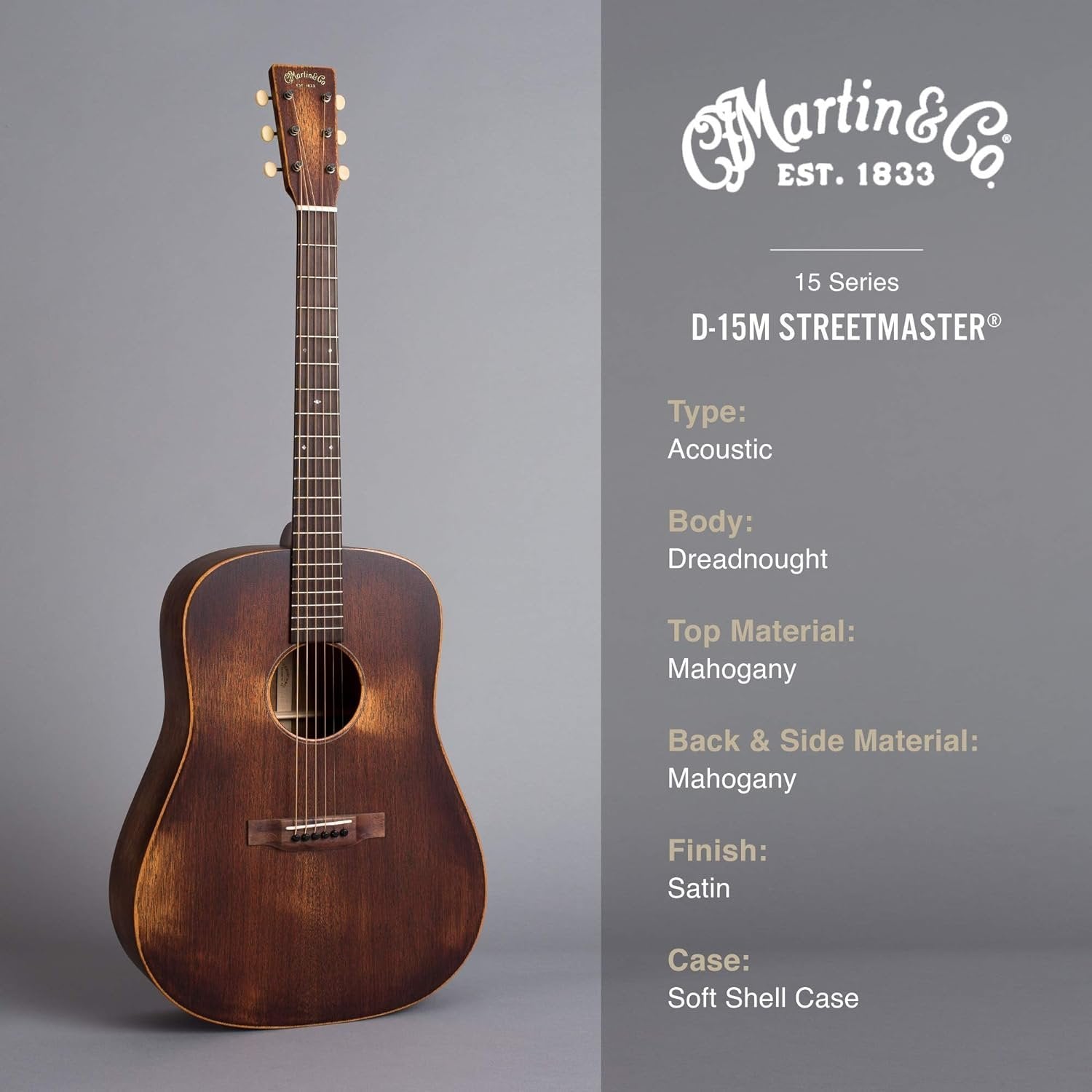 Martin Guitar D-15M StreetMaster with Gig Bag