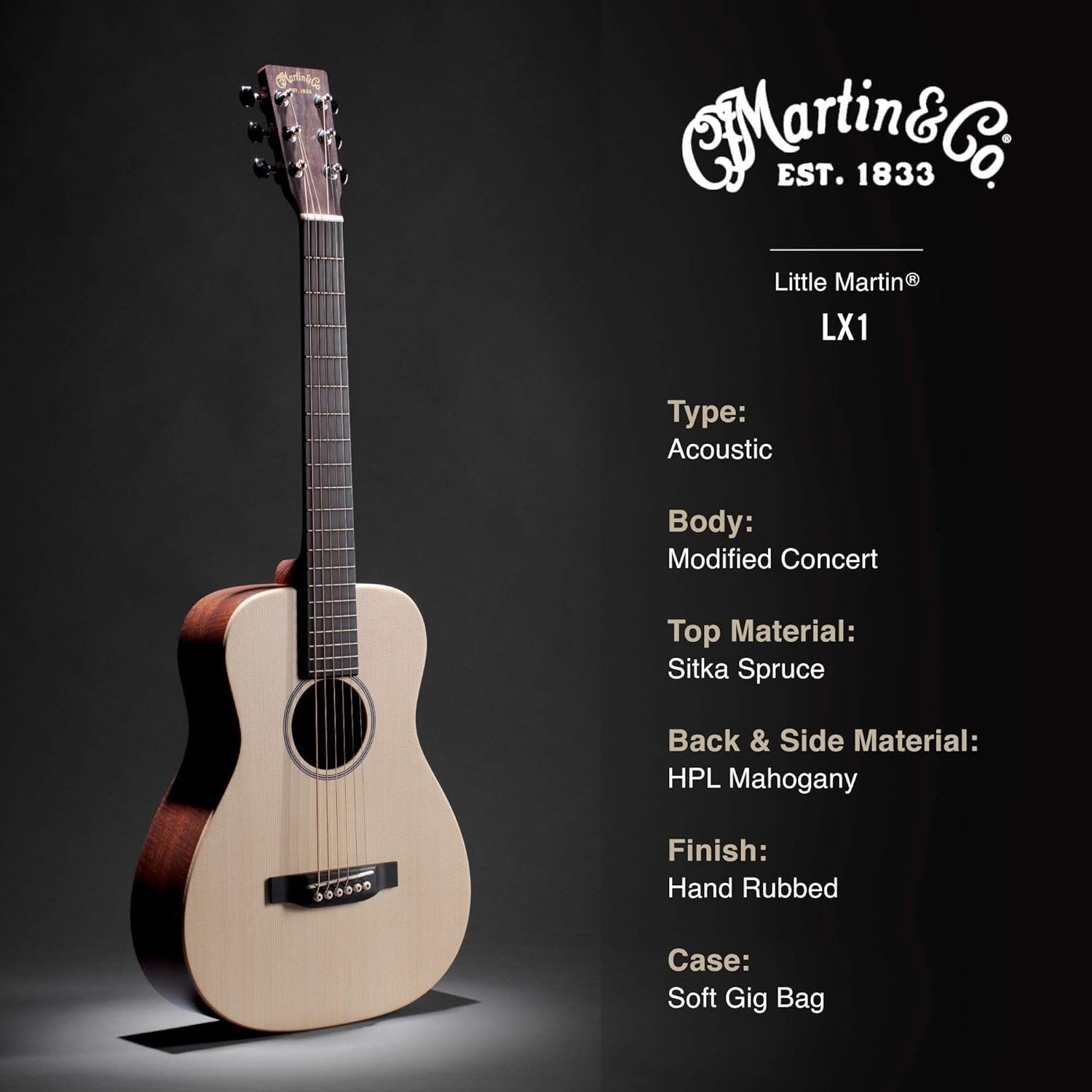 Martin X Series LX1 Little Martin Acoustic Guitar Natural.