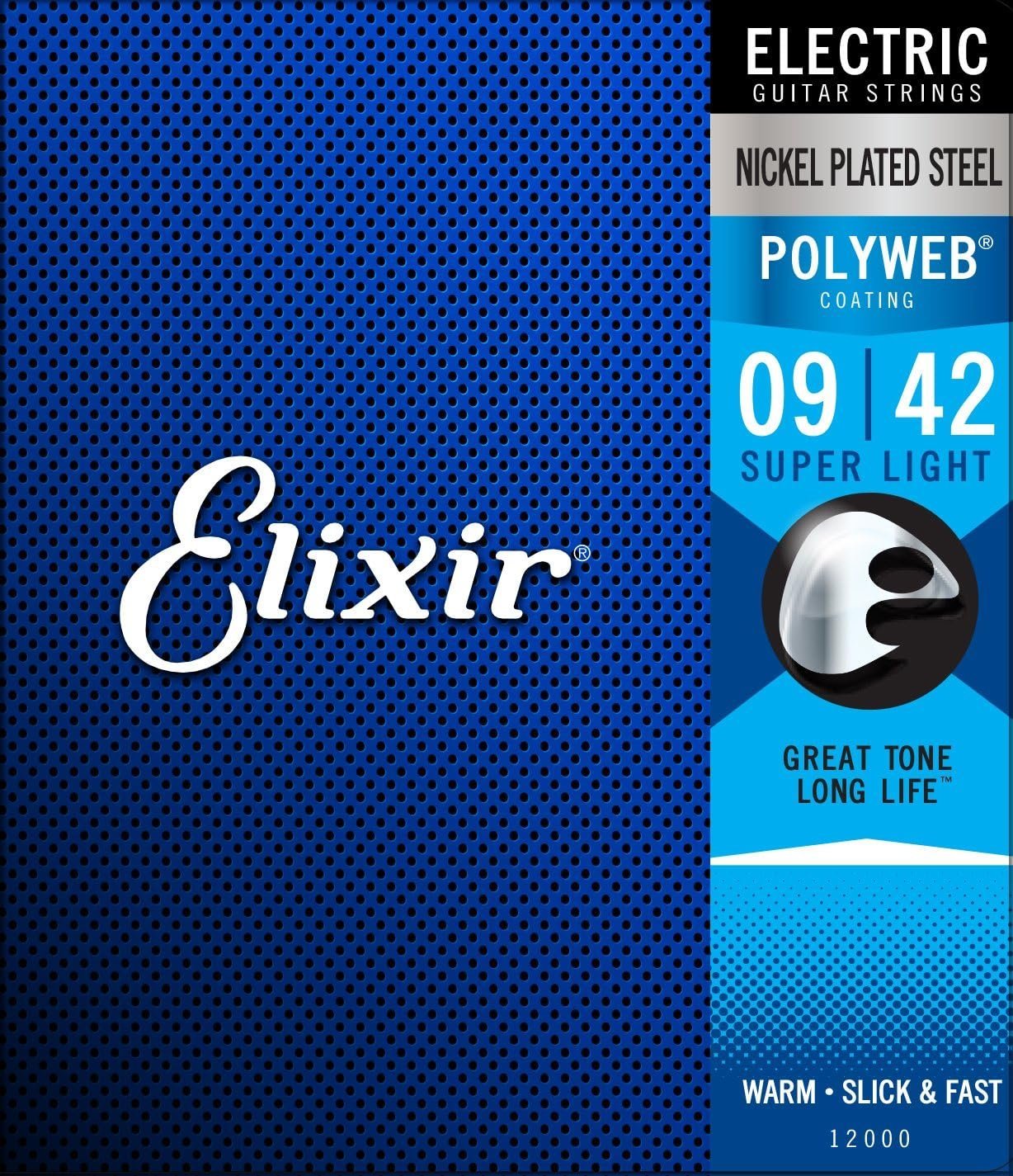 Elixir Strings Electric Guitar Strings w POLYWEB Coating, Super Light (.009-.042) 12000