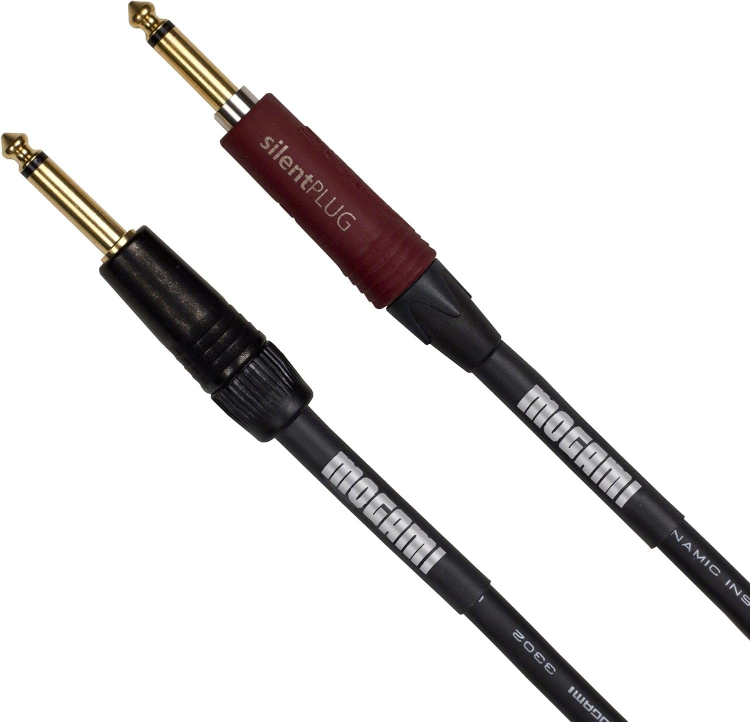 Mogami Platinum GUITAR-30 Instrument Cable, 1/4" TS Male Plugs, Gold Contacts, Straight Connectors with silentPLUG, 30 Foot.
