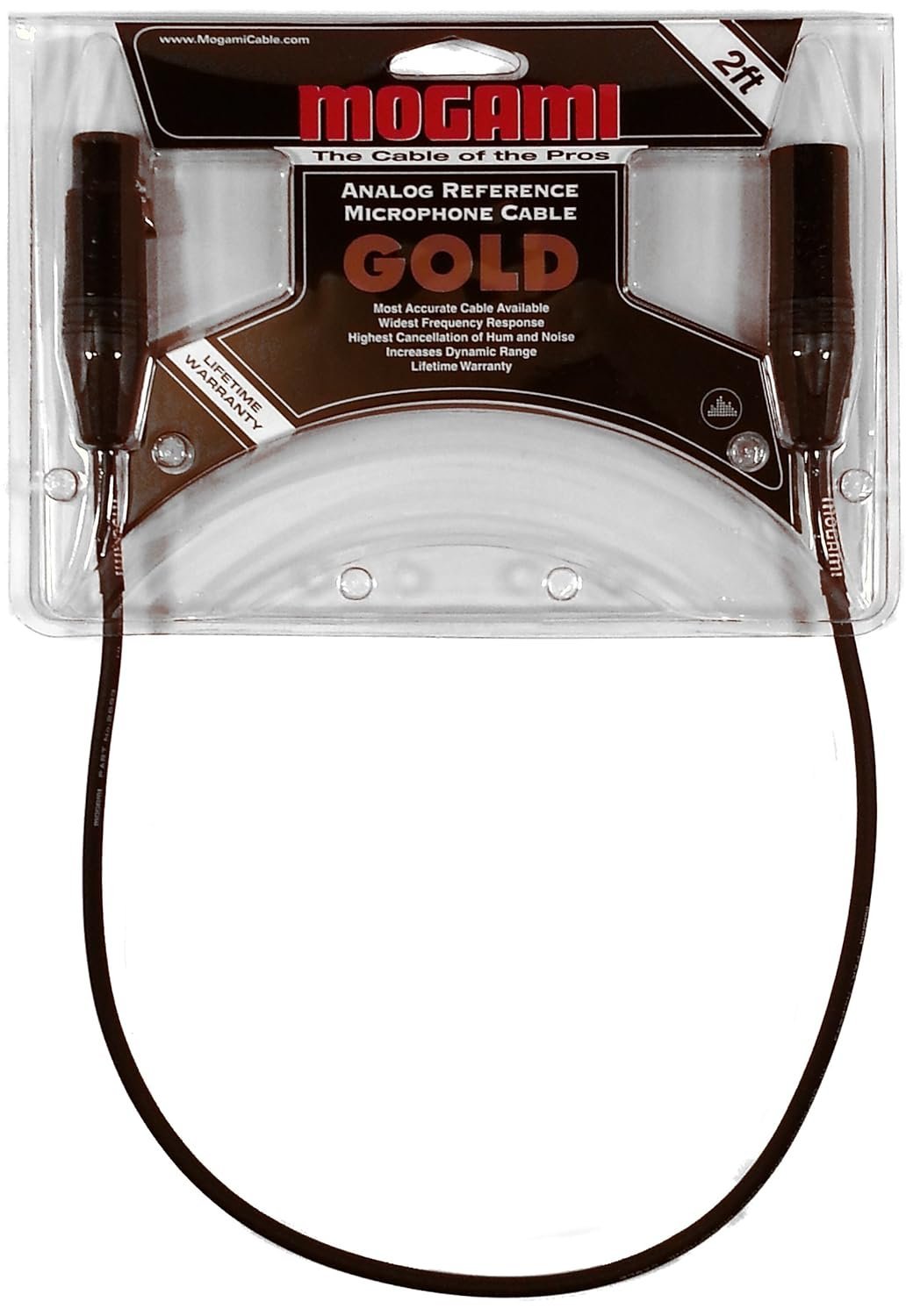 Mogami Gold STUDIO-02 XLR Microphone Cable, XLR-Female to XLR-Male, 3-Pin, Gold Contacts, Straight Connectors, 2 Foot