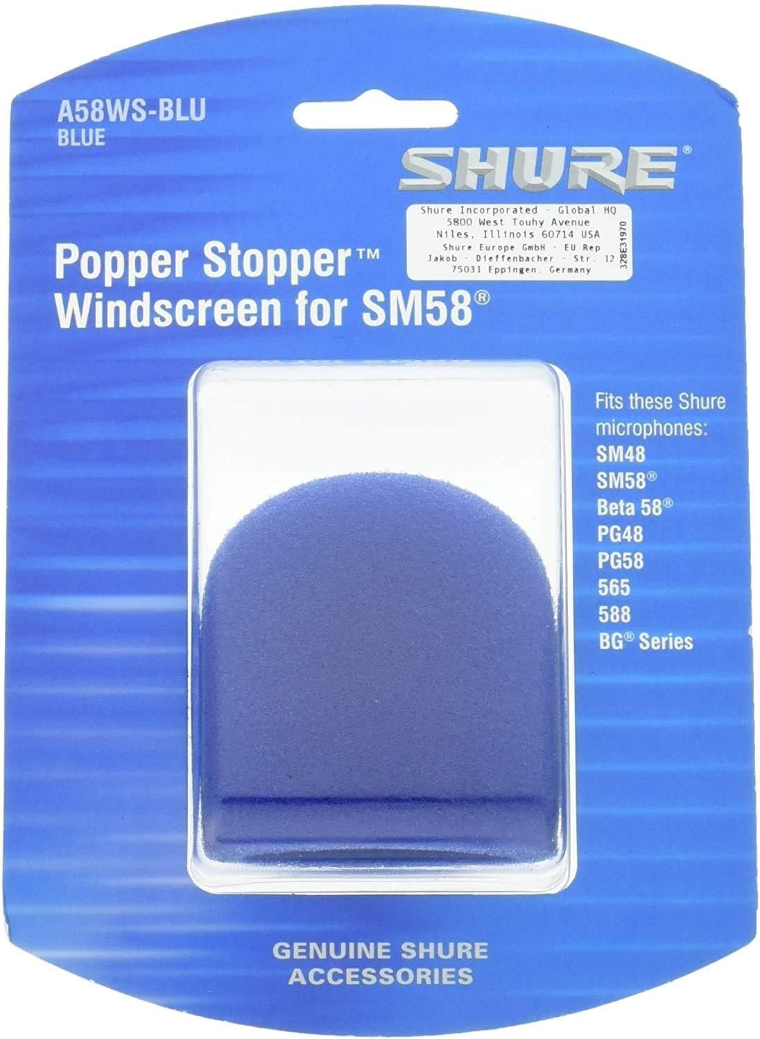 Shure A58WS-BLU Foam Windscreen for All Shure Ball Type Microphones, Blue