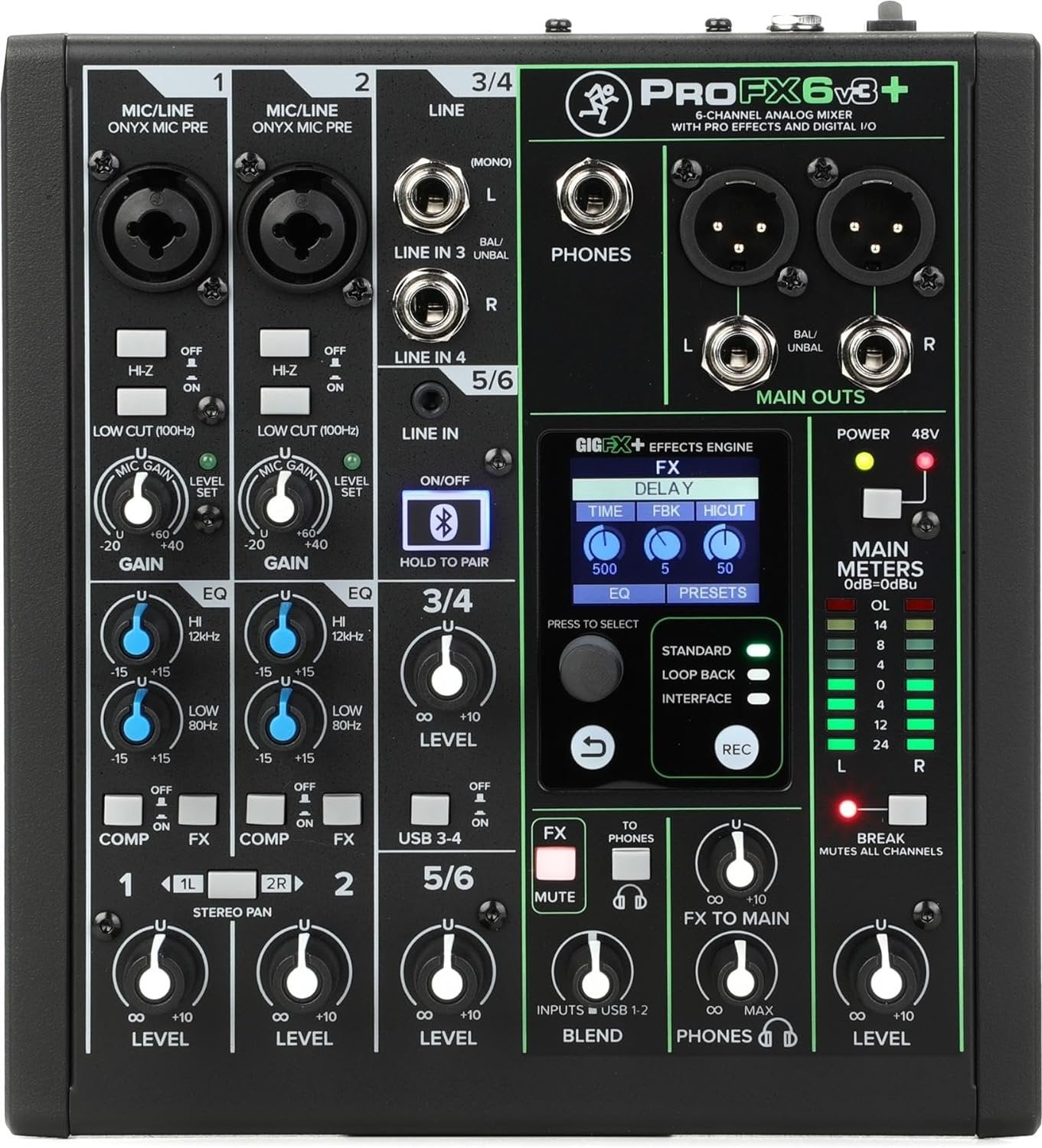 Mackie ProFX6v3+ 6-channel Mixer with Effects and USB