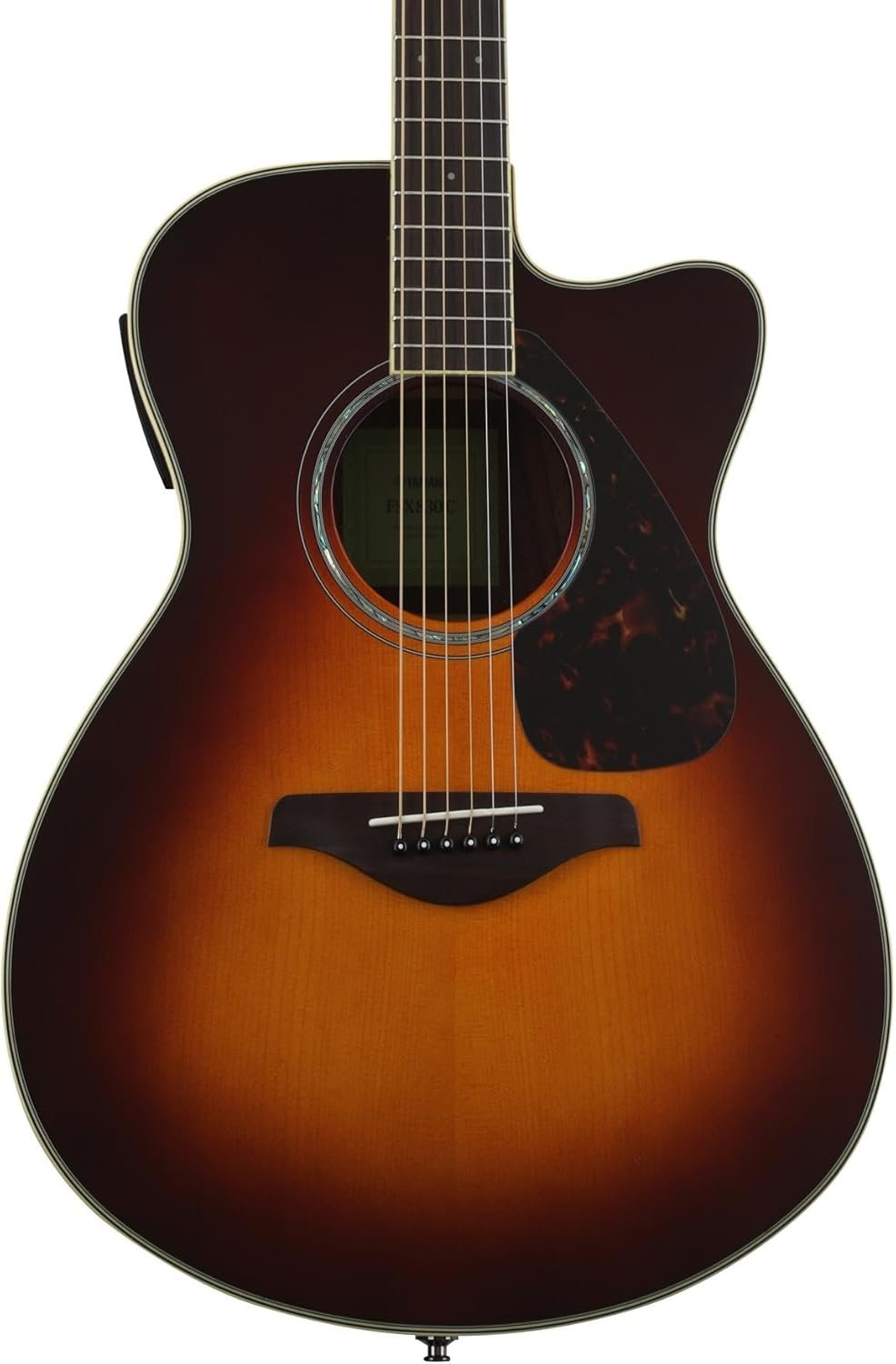 Yamaha FSX830C Small Body Solid Top Cutaway Acoustic-Electric Guitar, Rosewood Body, Concert, Brown Sunburst