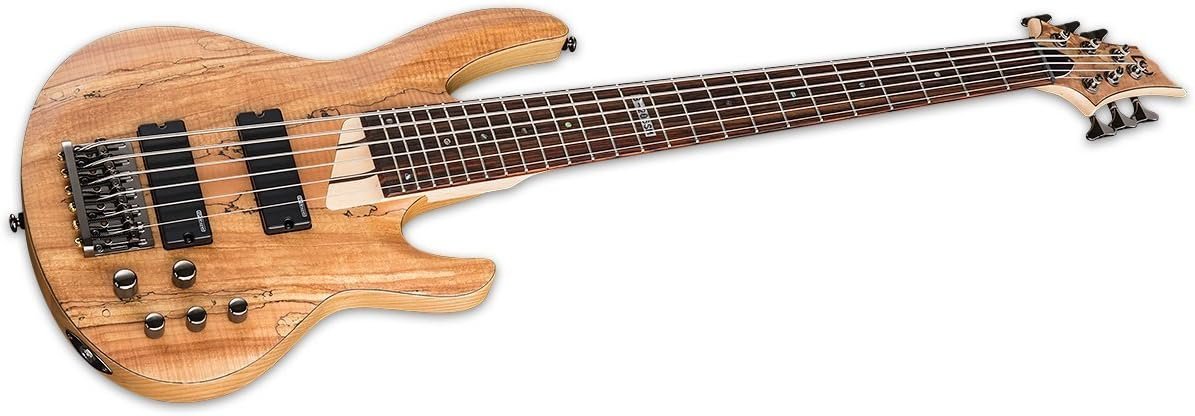 ESP LTD B-206SM Spalted Maple 6-String Bass Guitar, Natural Satin