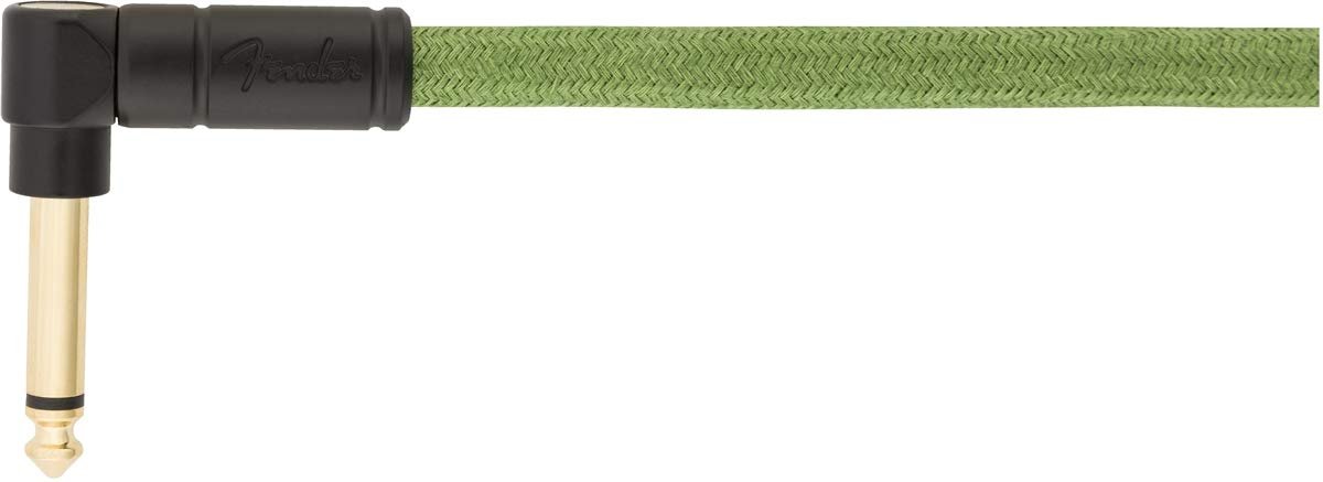 Fender Festival Hemp Instrument Cable, Straight/Angle, Green, 18.6ft