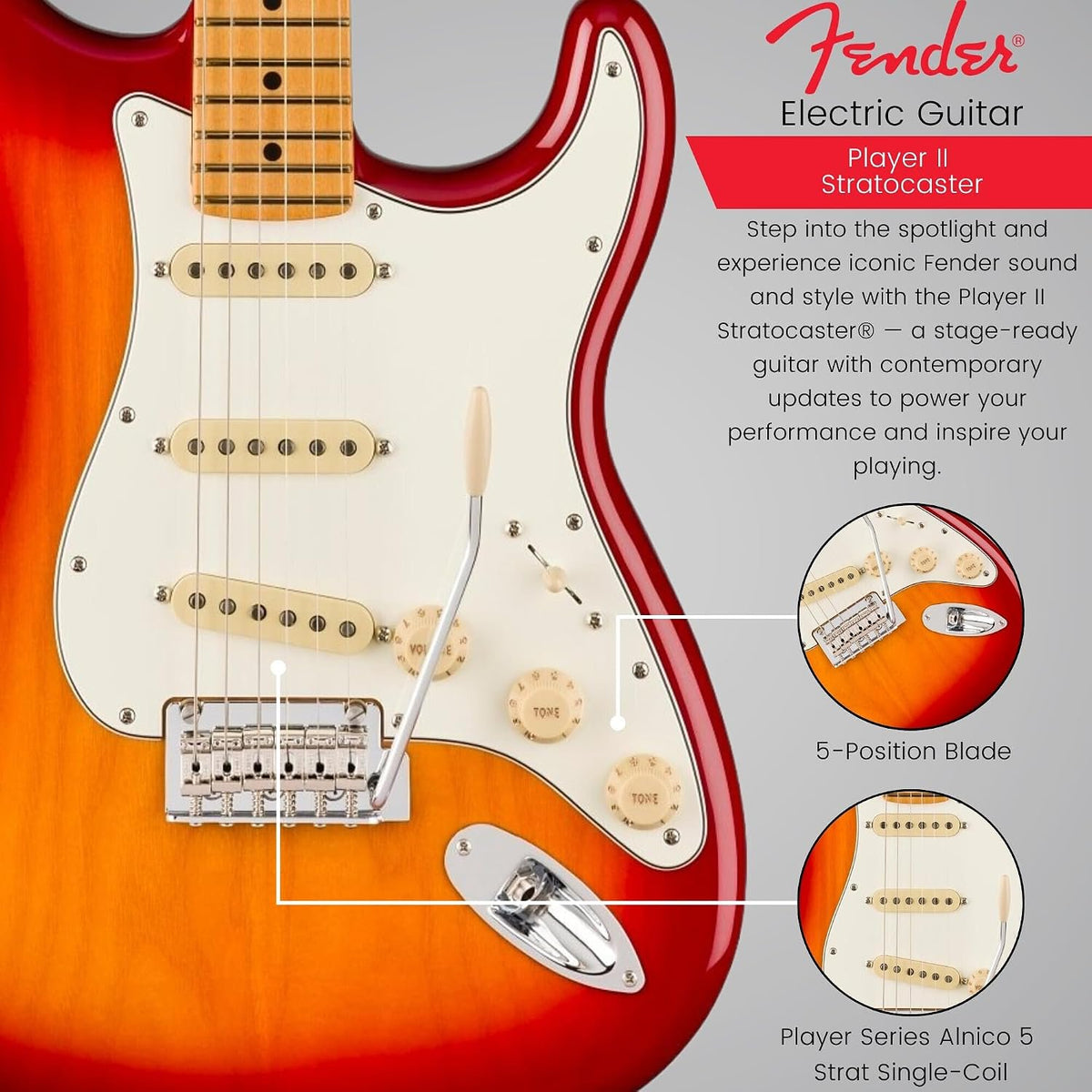 Fender Player II Stratocaster, Maple Fingerboard, Aged Cherry Burst