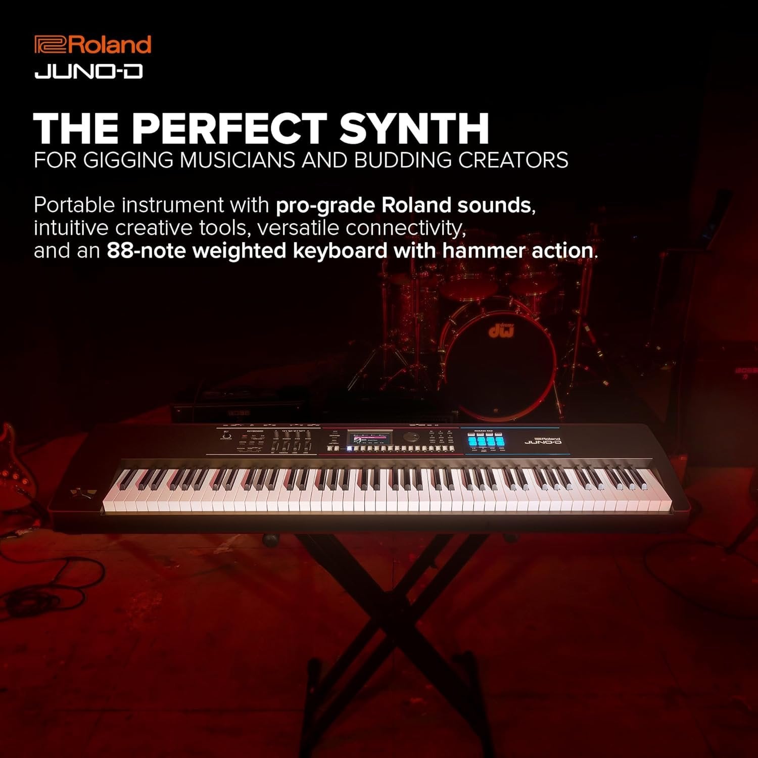 Roland JUNO-D8 Synthesizer | 88-Note Weighted Keyboard with Hammer Action | ZEN-Core Engine with Over 3800 Onboard Sounds | Intuitive Creative Tools | USB-C Audio/MIDI Interface for Mobile & Computers
