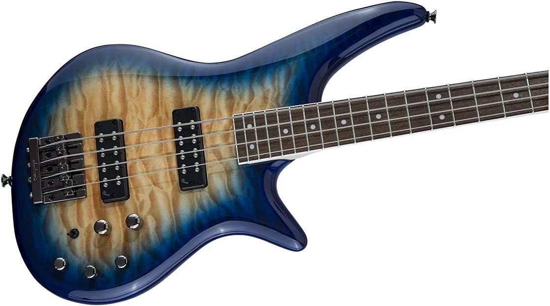 Jackson JS Series Spectra Bass JS3Q, Laurel Fingerboard, Amber Blue Burst