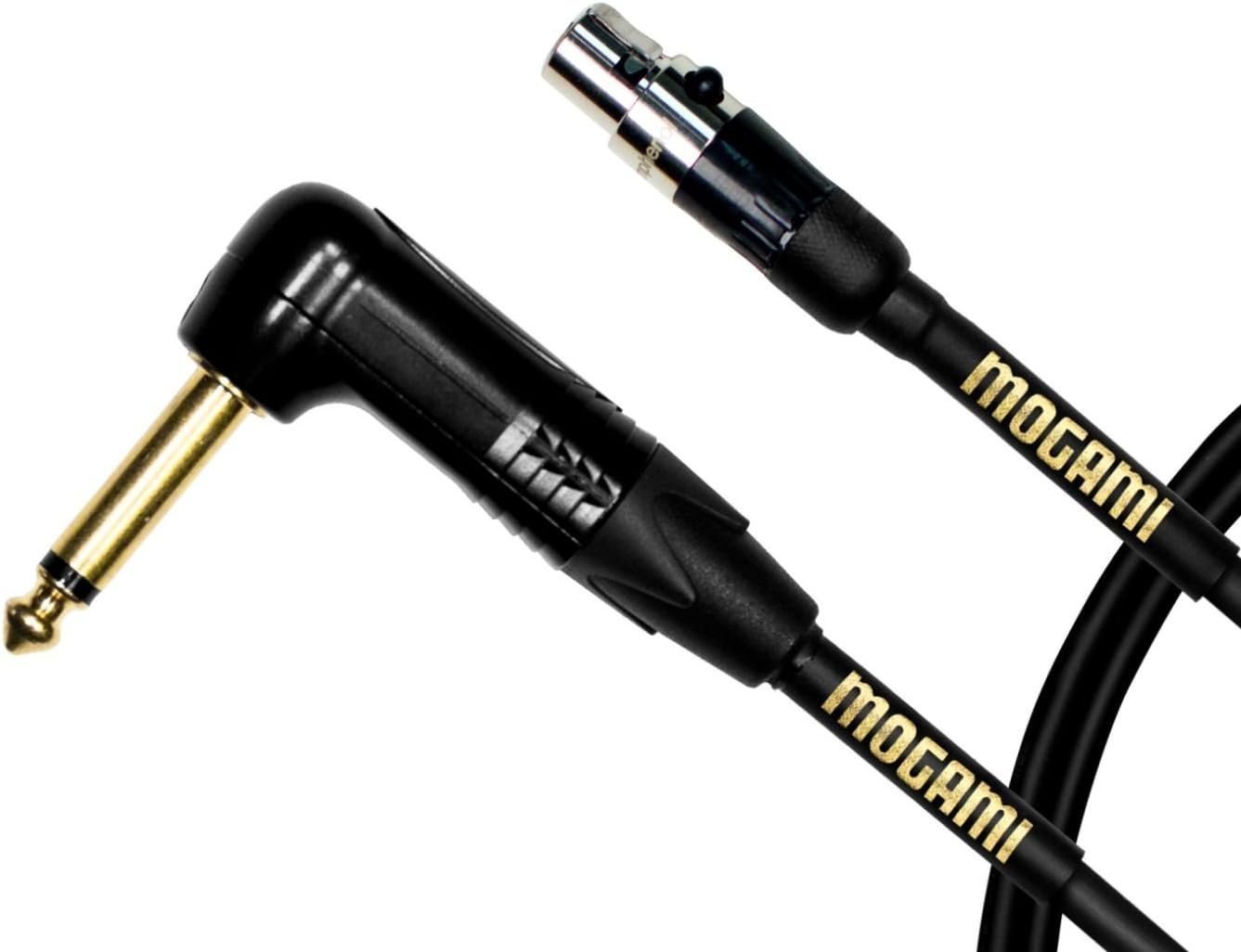 Mogami Gold BPSH TS-24R Belt Pack Instrument Cable for Wireless Instrument Systems, 1/4" TS Male Plug to Mini XLR-Female 4-Pin, Right Angle to Straight Connectors, 24 Inch.