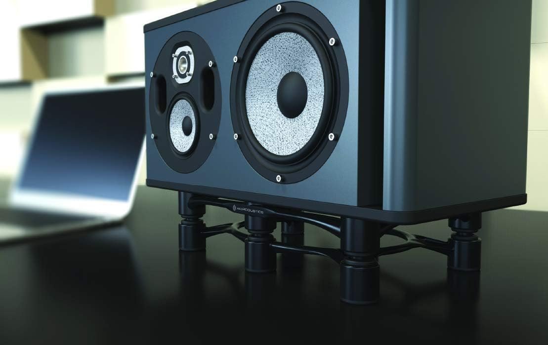 IsoAcoustics Aperta Series Isolation Speaker Stands with Tilt Adjustment: Aperta300 (11.8" x 7.9") Black (Single)