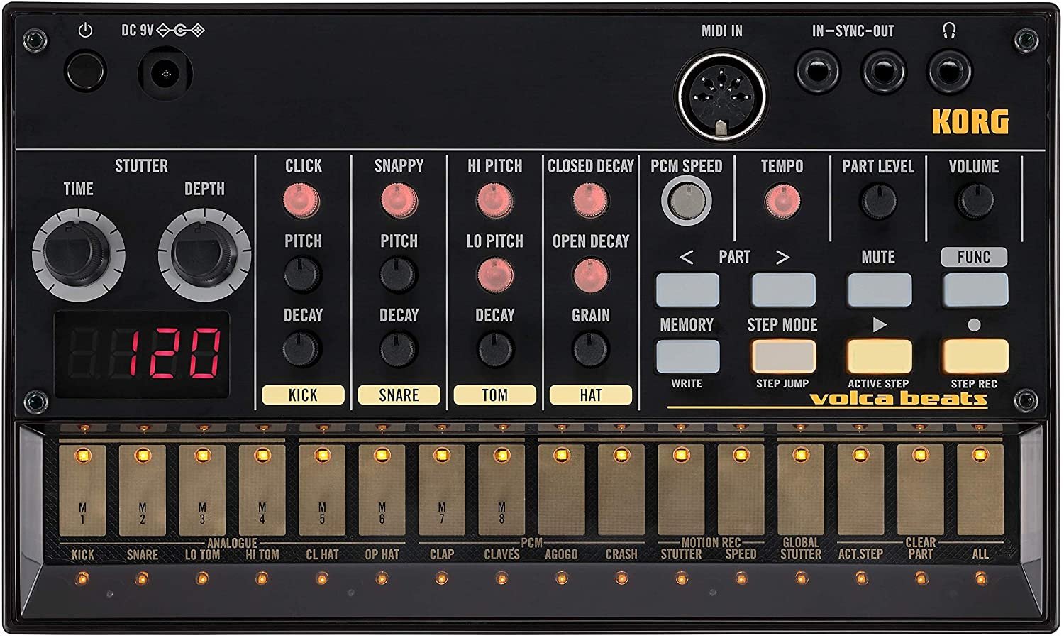 Korg, 16-Key Synthesizer (VOLCABEATS),Black