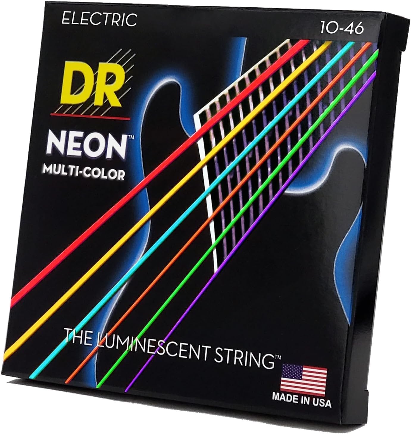 DR Strings HI-DEF NEON - Multi-Color Silver Plated/Nickel Plated Electric Guitar Strings, 10-46