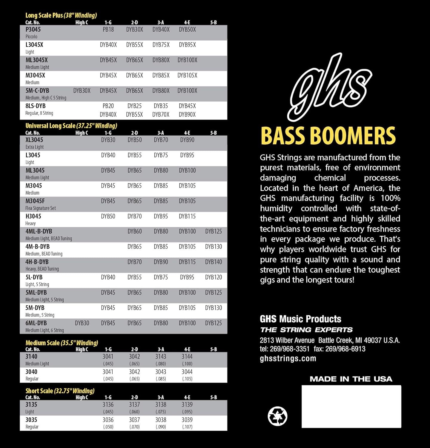 GHS Strings 5M-DYB 5-String Bass Boomers, Nickel-Plated Electric Bass Strings, Long Scale, Medium (45-130)