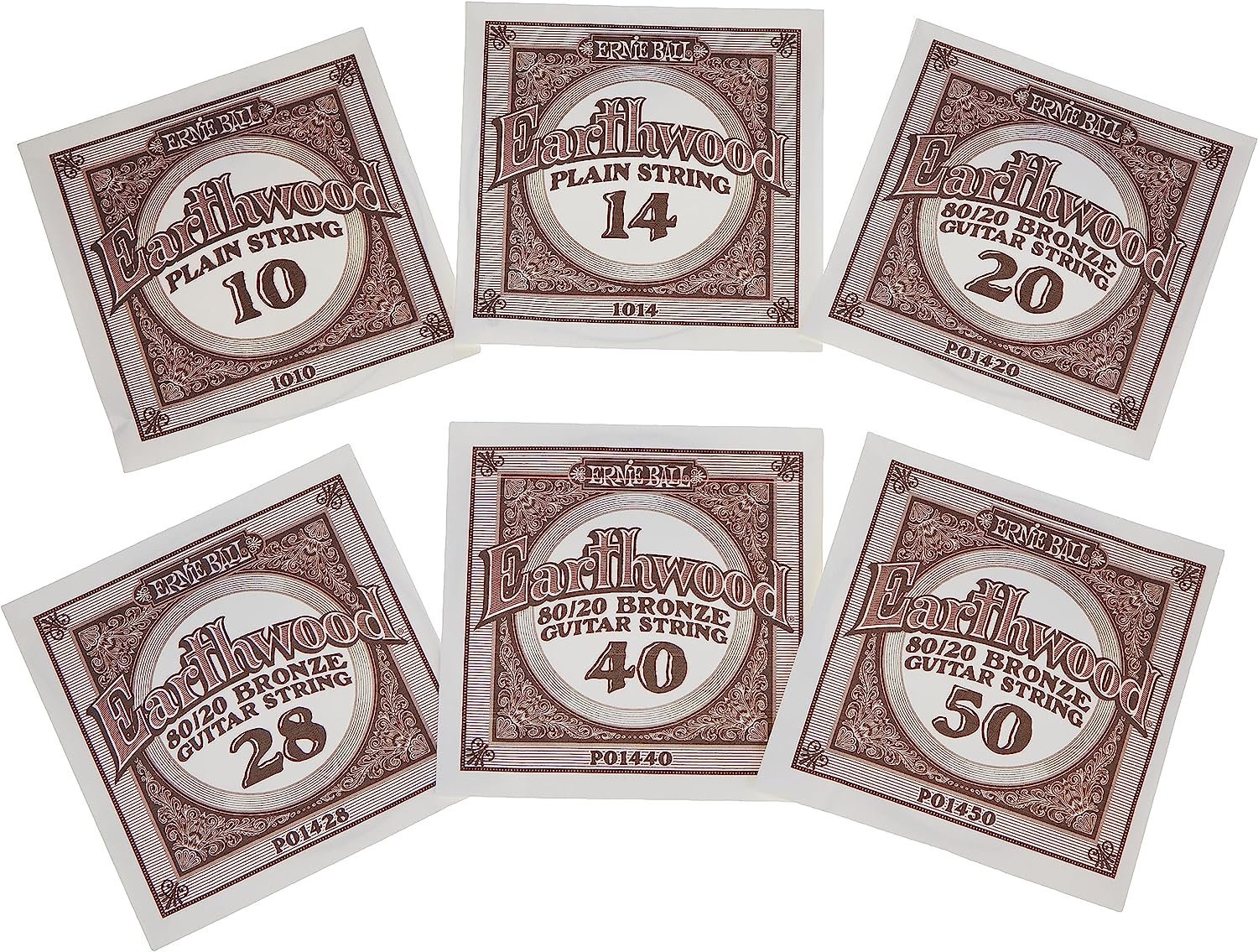 Ernie Ball Earthwood Extra Light 80/20 Bronze Acoustic Guitar Strings, 10-50 Gauge (P02006)