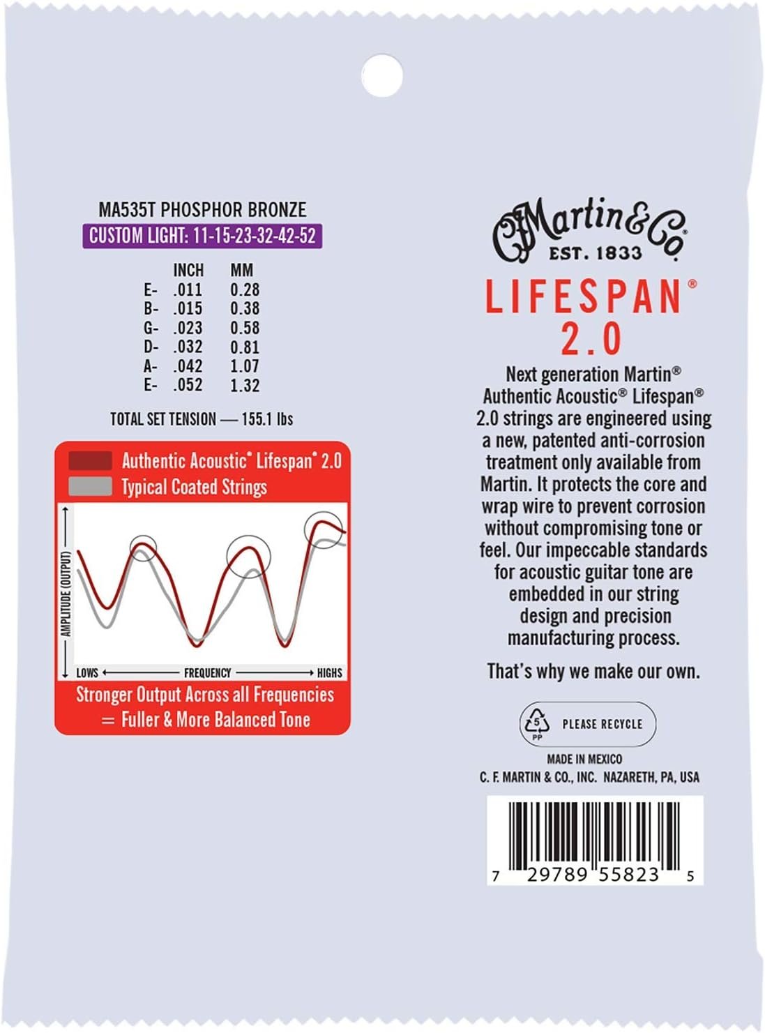 Martin Authentic Acoustic Guitar Strings - Lifespan 2.0 Treated