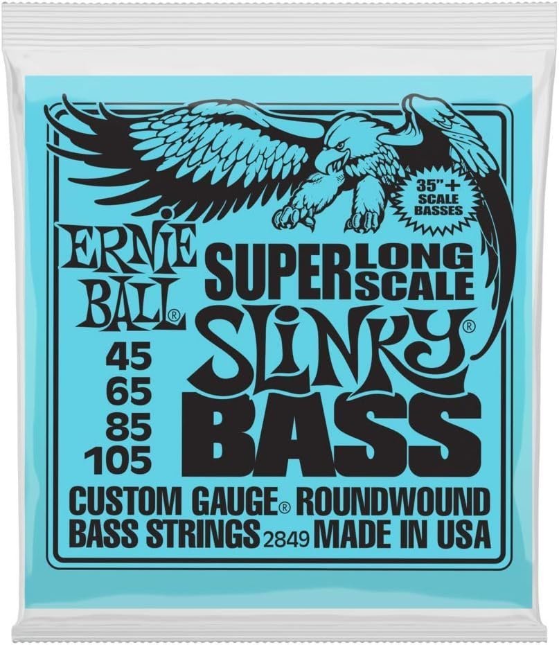 Ernie Ball Super Long Scale Slinky Nickel Wound Bass Guitar Strings, 45-105 Gauge (P02849)