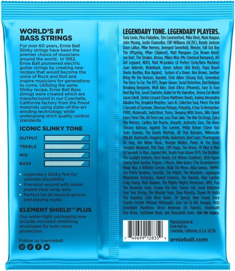 Ernie Ball Extra Slinky Nickel Wound Bass Guitar Strings, 40-95 Gauge (P02835)