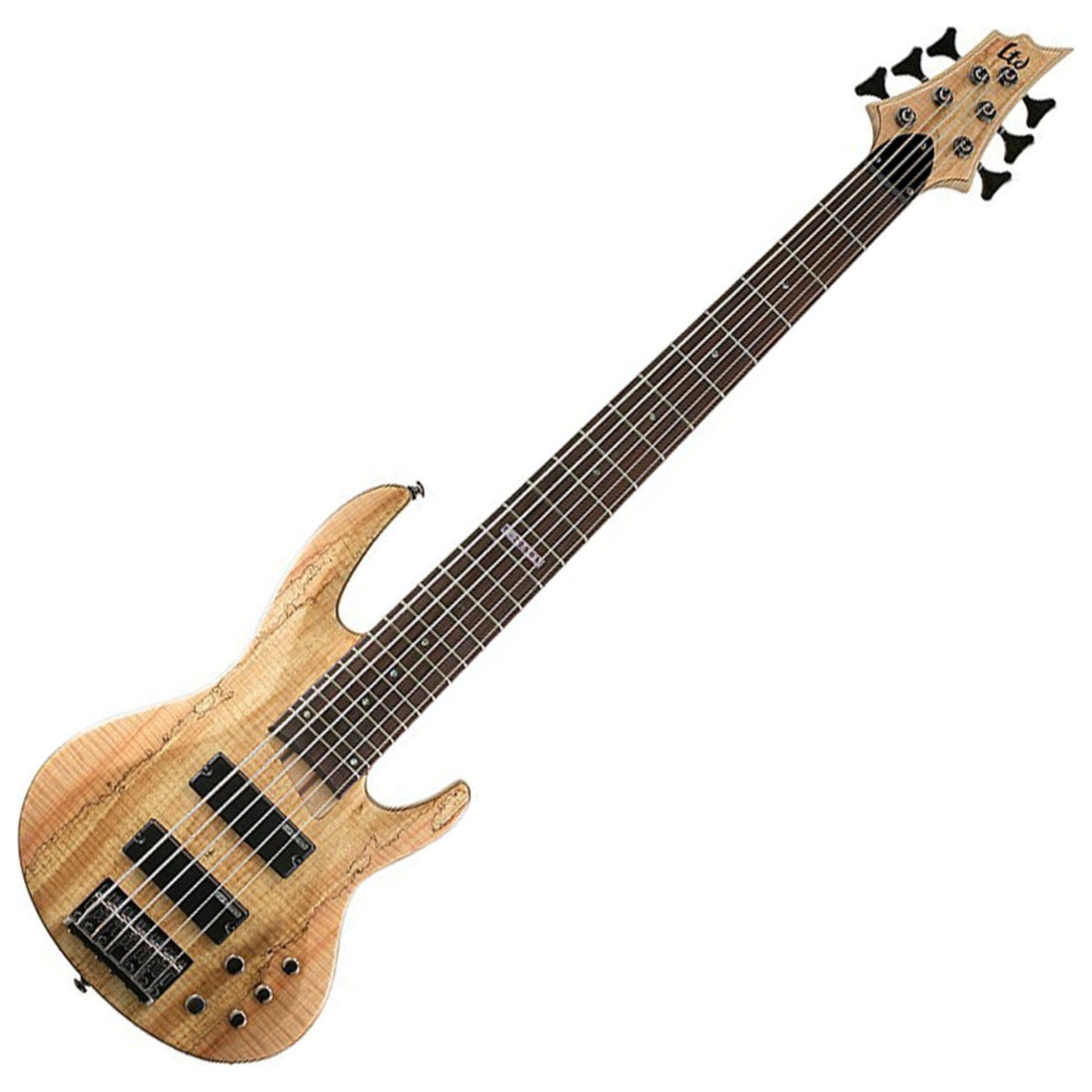 ESP LTD B-206SM Spalted Maple 6-String Bass Guitar, Natural Satin