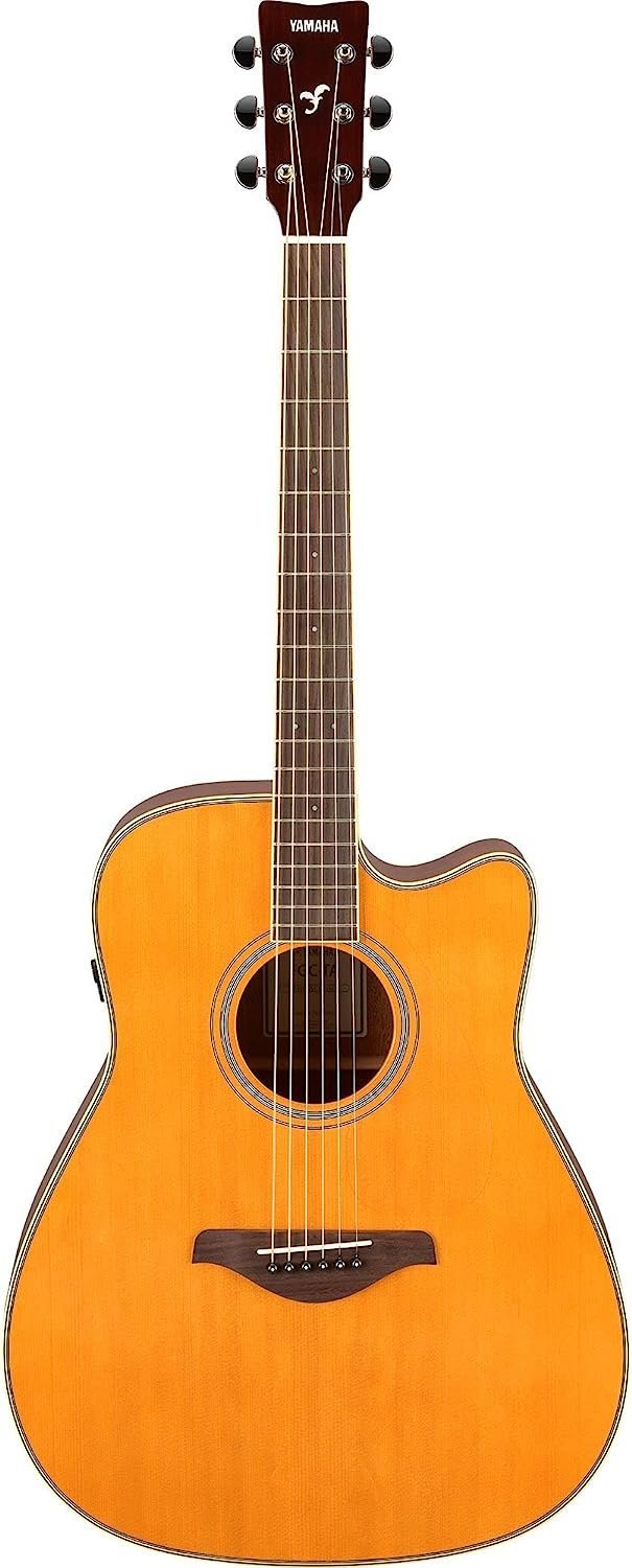 Yamaha FGC-TA Dreadnought Cutaway Transacoustic Guitar w/ Chorus and Reverb, Vintage Tint