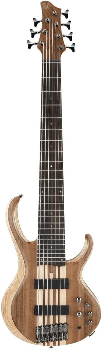 Ibanez BTB747 7 string Electric Bass Guitar with Mahogany-backed Ash Wings, Walnut Top2 Humbucking Pickups and 3-band Active EQ - Natural Flat Low Gloss