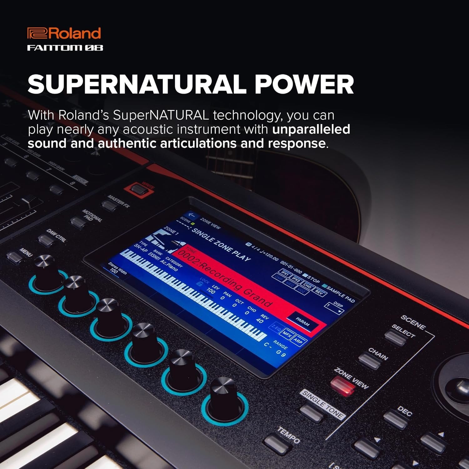 Roland FANTOM-08 WEIGHTED-ACTION SYNTHESIZER KEYBOARD – 88-Note Weighted Keyboard | Thousands of Roland Electronic & Acoustic Sounds | ZEN-Core and SuperNATURAL Technologies