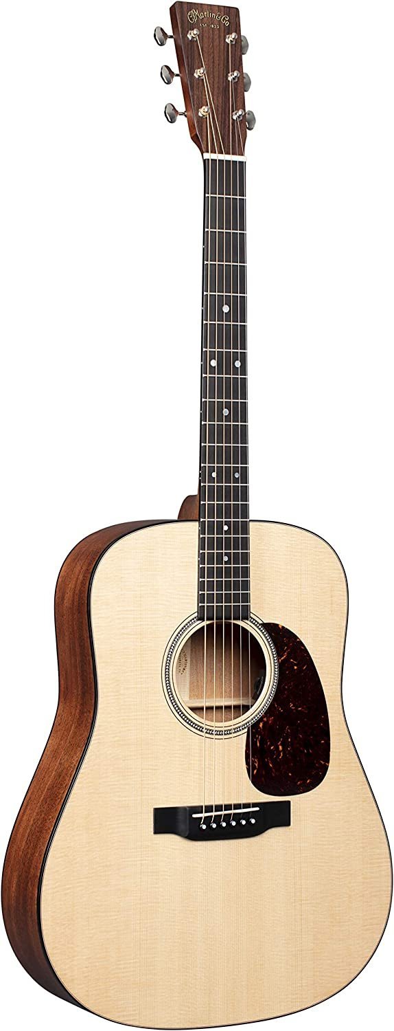 Martin Guitar D-16E Mahogany with Gig Bag, Acoustic-Electric Guitar, Mahogany and Sitka Spruce Construction, Gloss-Top Finish, D-14 Fret, and Low Oval Neck Shape