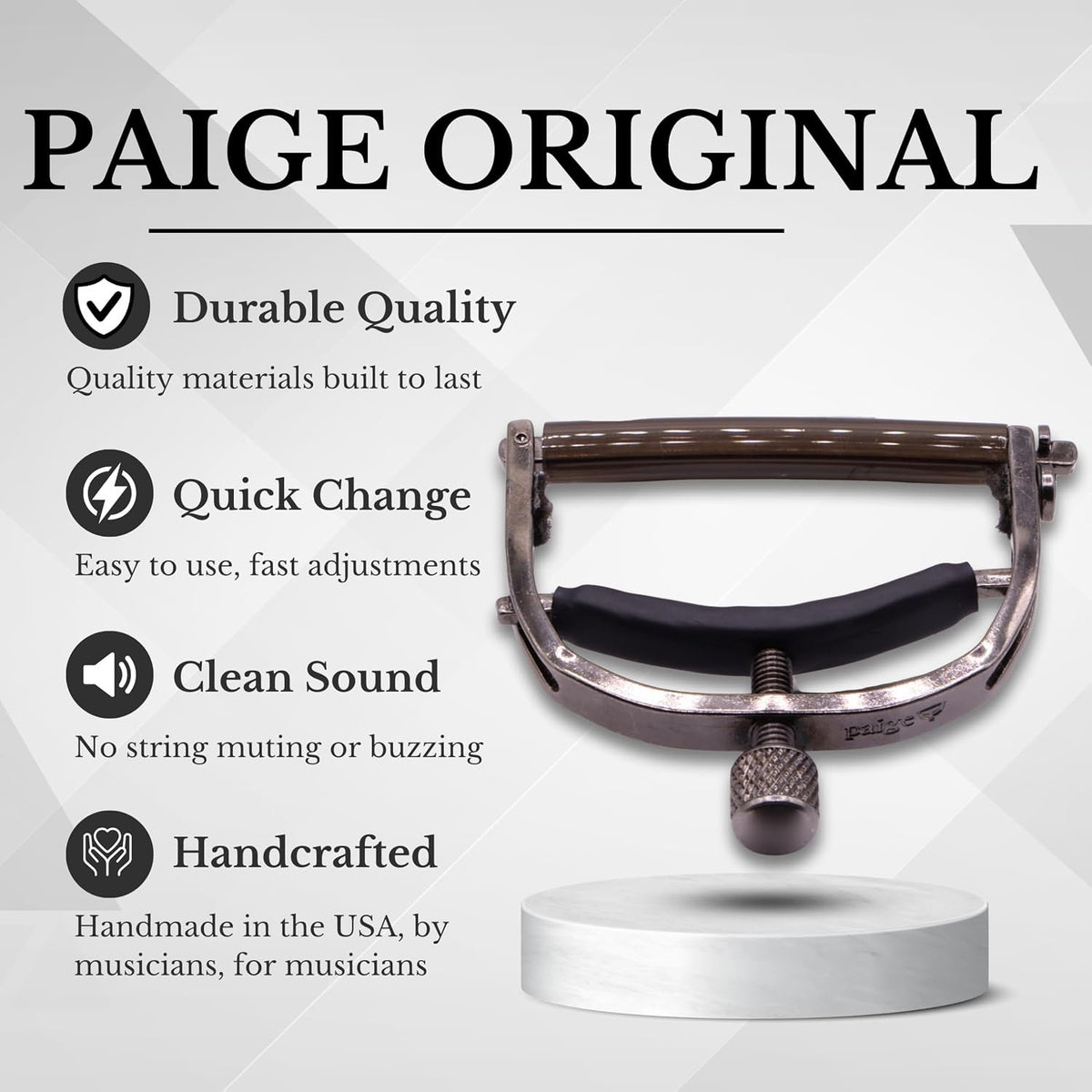 Paige 6-String Acoustic Guitar Capo, Smokey Black Finish