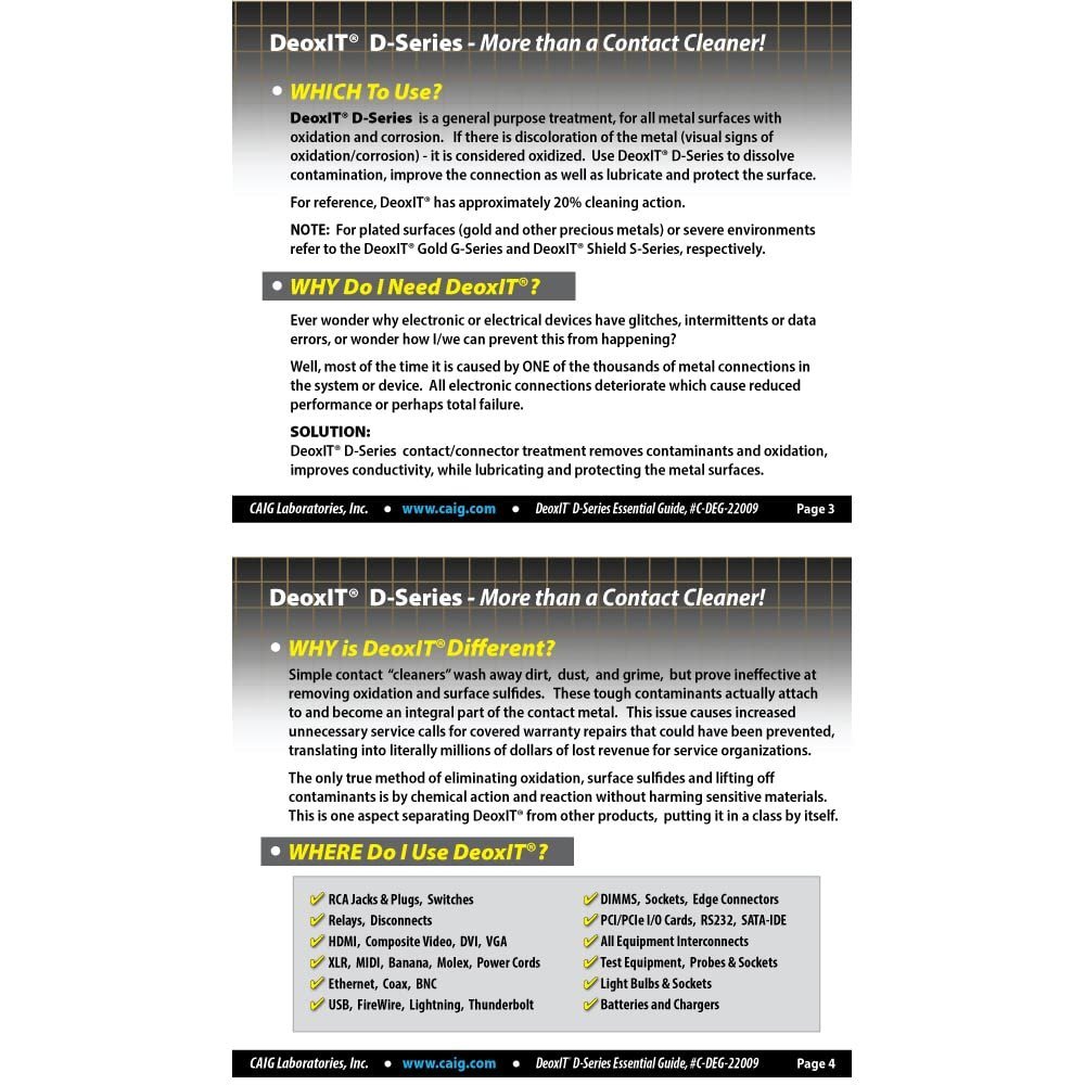 Caig Labs DN5S-6N Spray Contact Cleaner Revive Enhance Conductivity