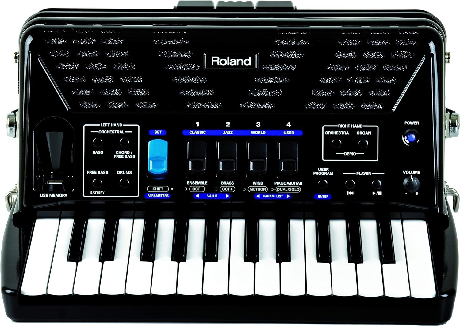 Roland FR-1X Premium V-Accordion Lite with 26 Piano Keys and Speakers, Black