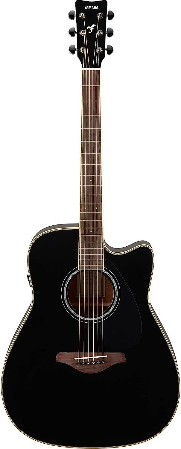 Yamaha FGC-TA Dreadnought Cutaway Transacoustic Guitar w/ Chorus and Reverb, Black