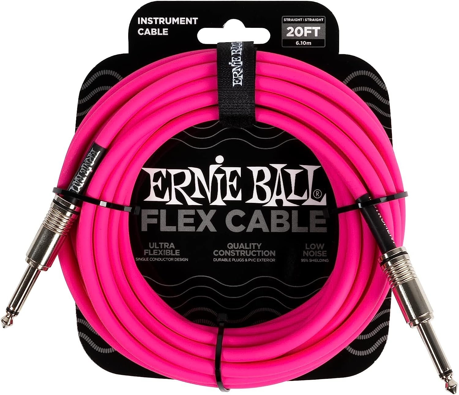 Ernie Ball Flex Instrument Cable Straight/Straight 20ft - Pink