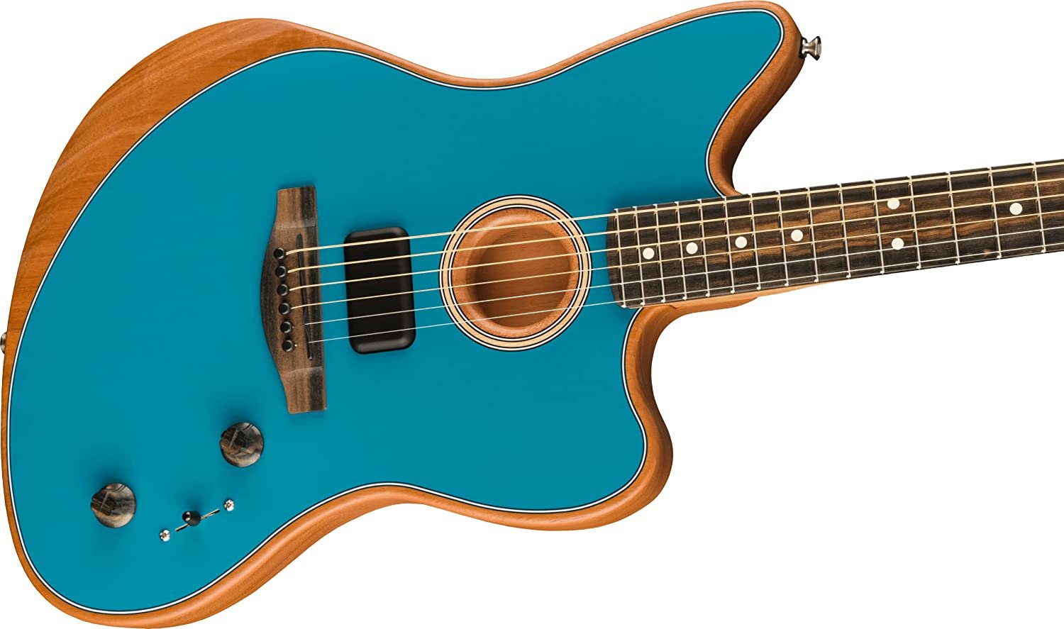 Fender American Acoustasonic Jazzmaster Acoustic Electric Guitar, Ocean Turquoise, Ebony Fingerboard, with Gig Bag