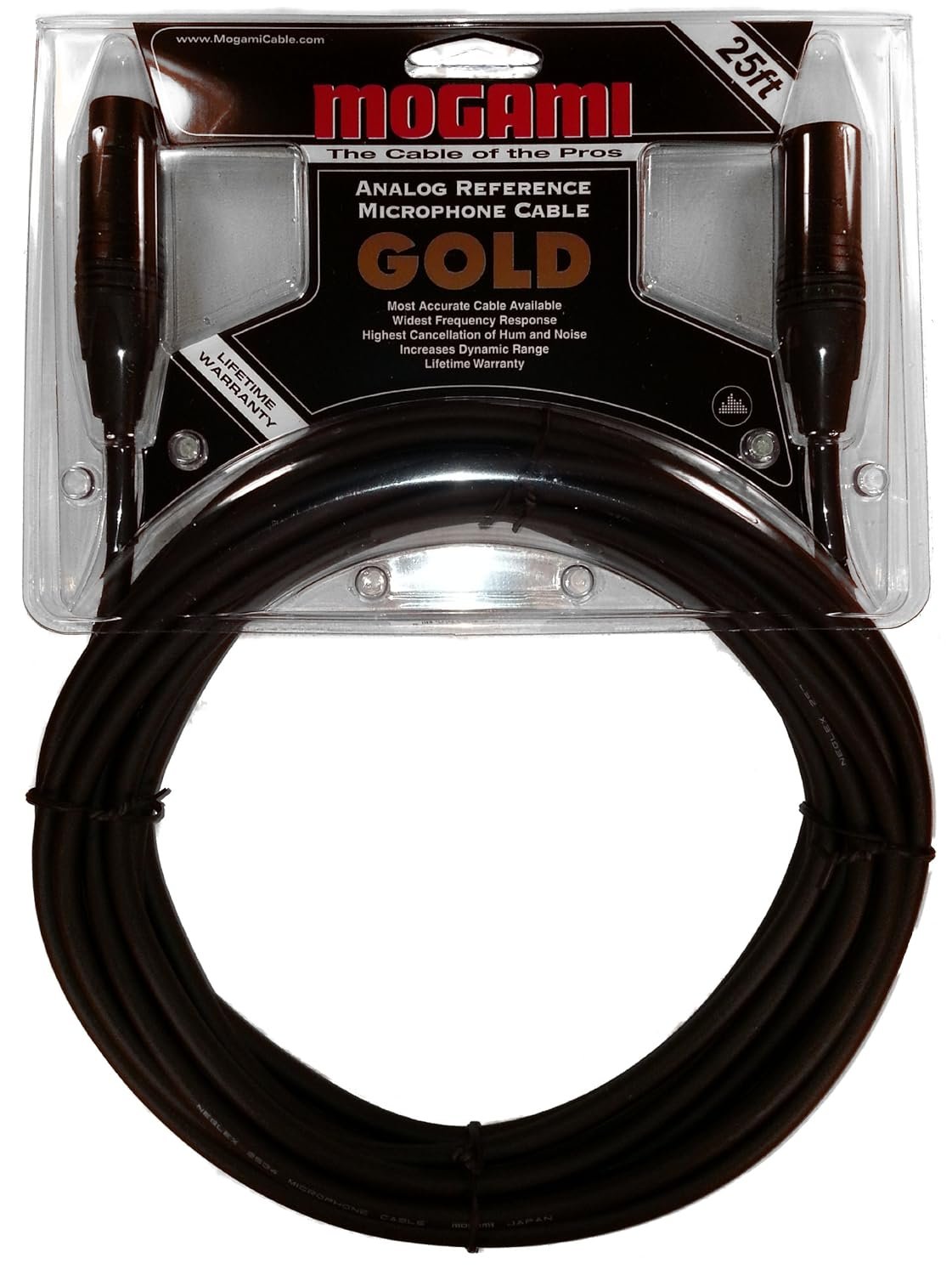 Mogami Gold STUDIO-25 XLR Microphone Cable, XLR-Female to XLR-Male, 3-Pin, Gold Contacts, Straight Connectors, 25 Foot
