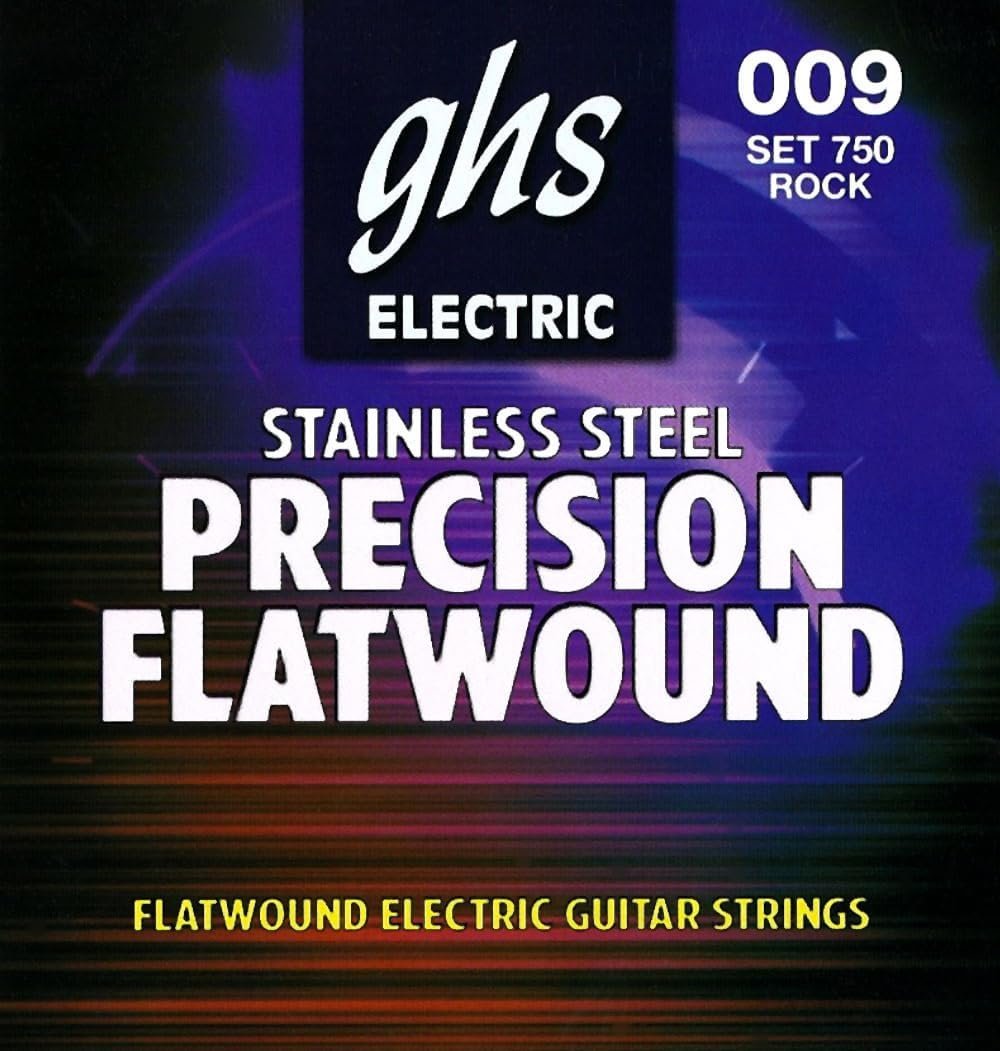 GHS Strings Precision Flatwound Strings for Electric Guitar (750), Ultra Light, 9-42