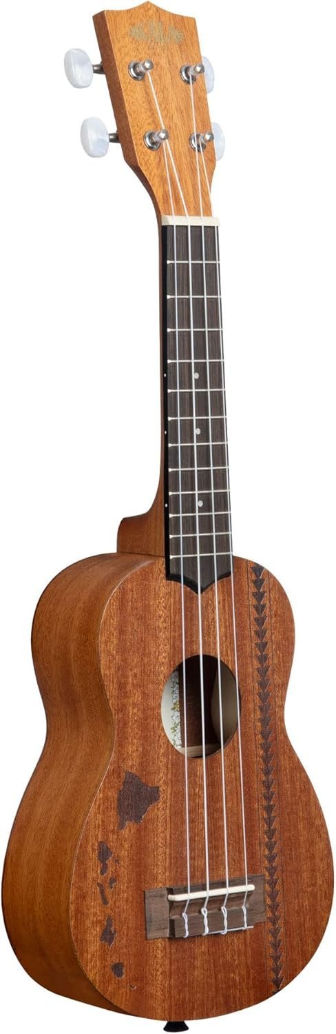 Kala 15S Satin Mahogany Ukulele with Hawaiian Island & Tattoo Laser Etching (KA-15S-H2)