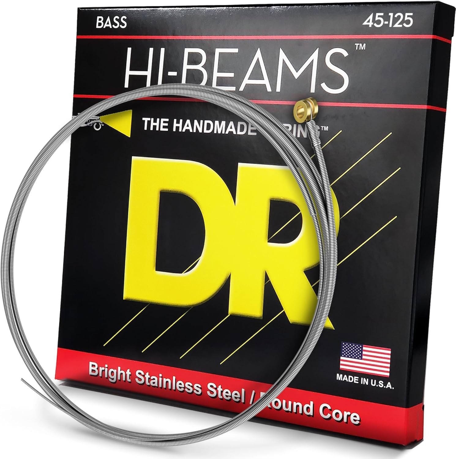 DR Strings HI-BEAMS - Stainless Steel 5-String Bass Guitar Strings, 45-125, Round Core