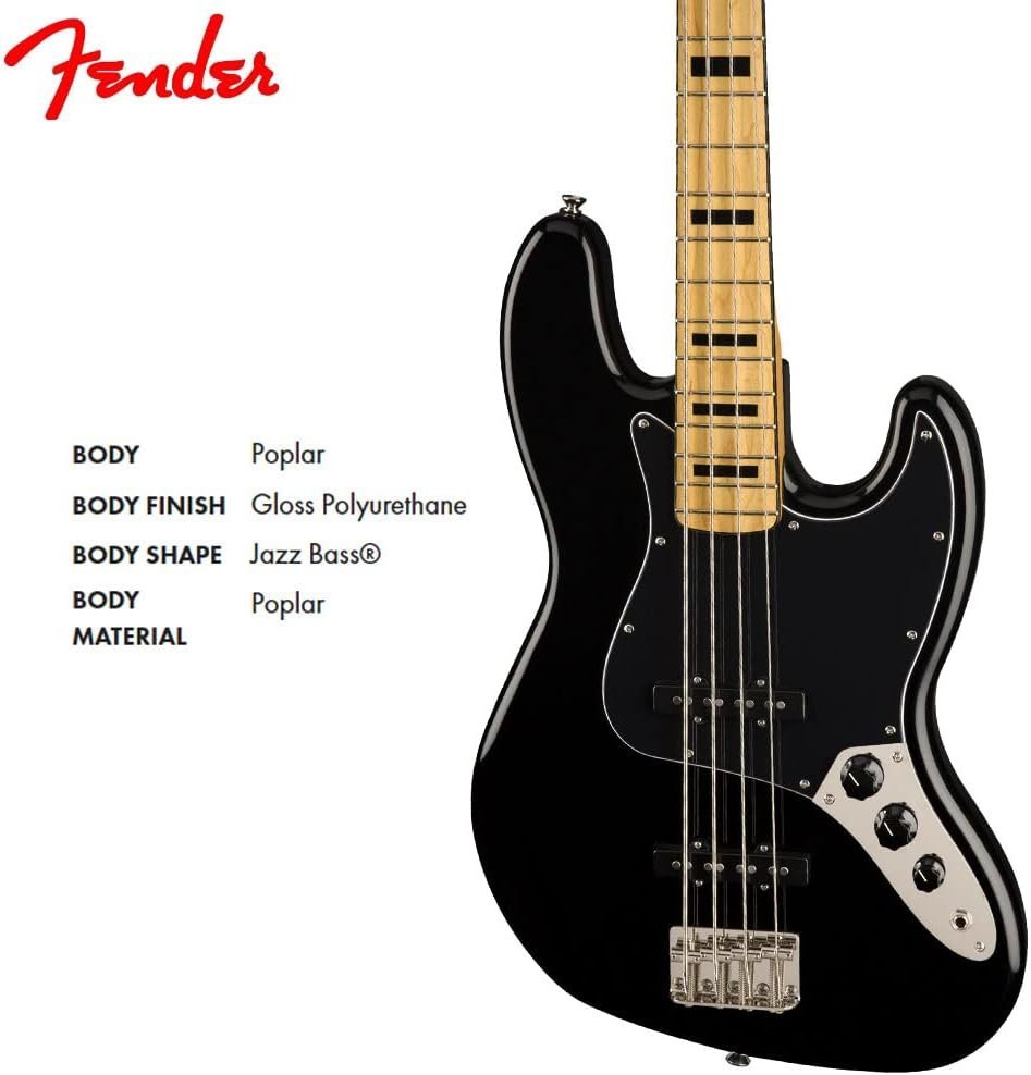 Squier Classic Vibe 70s Jazz Bass, Black, Maple Fingerboard