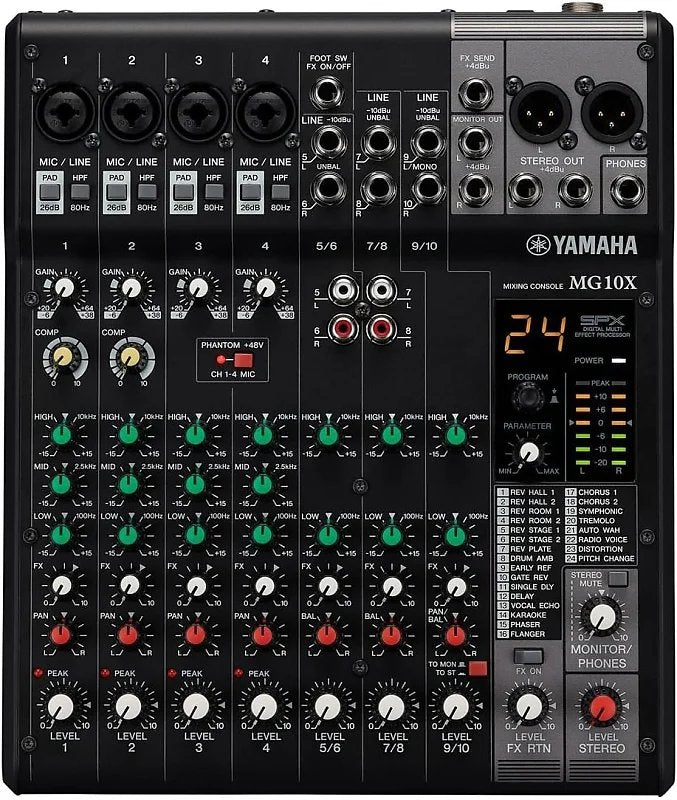 Yamaha Mixer-Unpowered, Multicolored, 10-Input (MG10X CV)