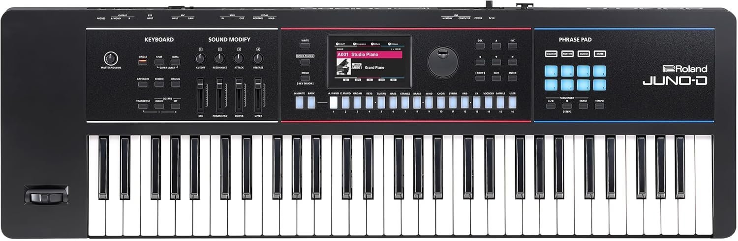 Roland JUNO-D6 Synthesizer | 61-Note Keyboard with Synth Action | ZEN-Core Engine with Over 3800 Onboard Sounds | Intuitive Creative Tools | USB-C Audio/MIDI Interface for Mobile & Computers