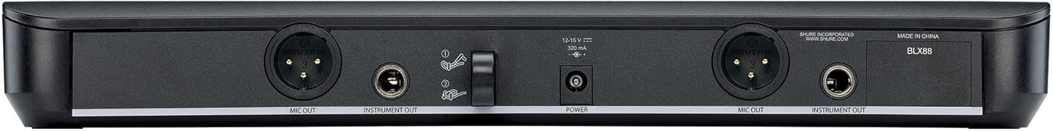 Shure BLX288/PG58 Wireless Microphone System - 14-Hour Battery Life, 300 ft Range, UHF | Includes (2) PG58 Handheld Vocal Mics, Dual Channel Receiver | H10 Band (BLX288/PG58-H10)