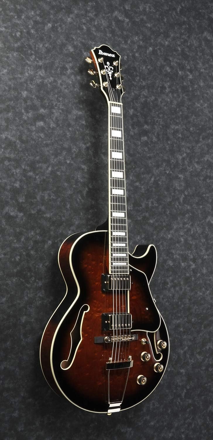 Ibanez AG95QA AG Artcore Expressionist 6 String Electric Guitar (Right Hand, Dark Brown Sunburst).