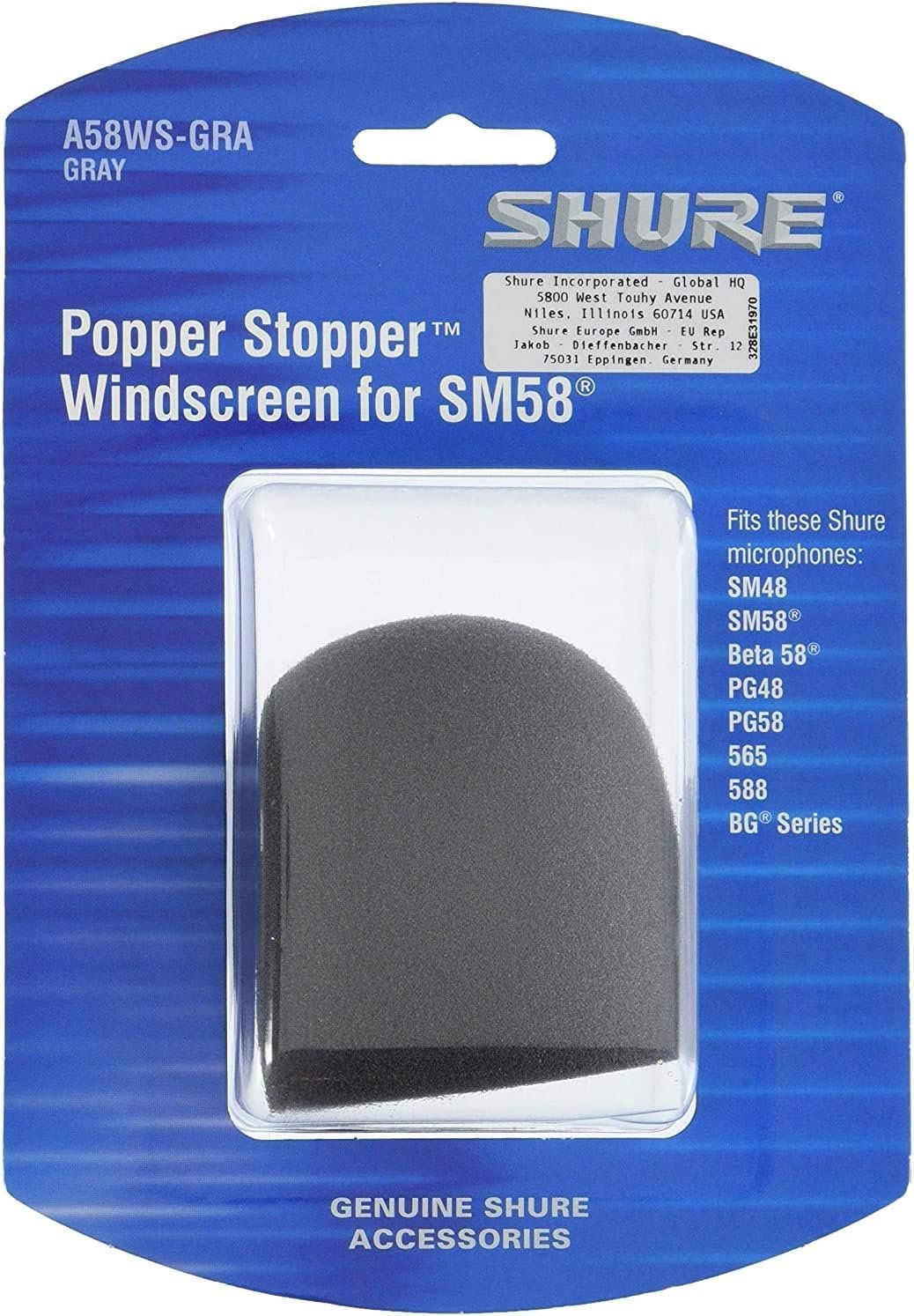 Shure A58WS-GRA Foam Windscreen for All Shure Ball Type Microphones, Gray